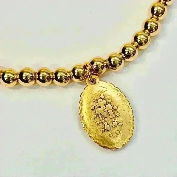 14K Gold Filled Bracelet w/ Antiqued Mary Medal - Picture 3 of 3